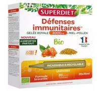 Superdiet Défenses Immunitaires Gelée Royale 3000mg Bio Ampoules 20x15ml