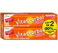 Parapharmacie > Compléments alimentaires > Compléments Alimentaires Vitalité et Défenses immunitaires > Produits pour le Tonus et la Fatigue Vitascorbol C1000 Lot 2 x 20 Comprimés Effervescents Offre