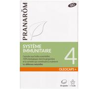PRANARÔM - Oléocaps 4 - Système Immunitaire - Aux Huiles Essentielles Ciblées - Eucalyptus Radié, Citron, Gingembre, Giroflier & Sarriette - 100% Naturelle Et Bio - HECT - 30 Capsules Prédosées