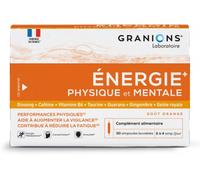 Parapharmacie > Compléments alimentaires > Compléments Alimentaires Vitalité et Défenses immunitaires > Produits pour le Tonus et la Fatigue Granions Energie+ Physique et Mentale Ampoules x 30 - Tonus
