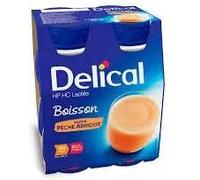 Delical HP HC Boisson Lactée Saveur Pêche Abricot Bouteilles 4x200ml