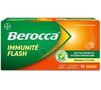 Berocca Immunité Flash Vitamine D et C Zinc Fer 30 comprimés effervescents