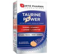 Forté Pharma - Taurine Power - Complément Alimentaire - Booster d'Énergie, Anti fatigue, Coup de boost - Caféine, Vitamine C, L-Carnitine, Magnésium - Goût Agrumes, 30 comprimés effervescents, 1/jour