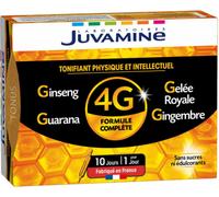 Juvamine 4G Formule Complète Ginseng Gelée Royale Guarana Gingembre 10 ampoules