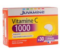 Parapharmacie > Compléments alimentaires > Vitalité - Défenses immunitaires > Vitamines C et acérola Juvamine Vitamine C 1000 Comprimés à Croquer x 30
