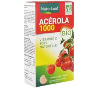 Parapharmacie > Compléments alimentaires > Vitalité - Défenses immunitaires > Vitamines C et acérola Naturland Acérola Bio 1000 30 Comprimés à Croquer - Vitamines C et acérola - Pharmacie en ligne LaS