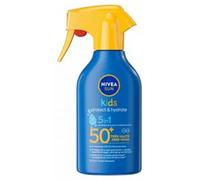 NIVEA SUN Pistolet solaire Protect & Hydrate Enfants FPS 50+ (1 x 270 ml), Spray solaire à la formule fluide, Crème adaptée à la peau fragile des enfants
