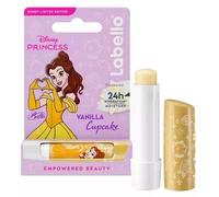 LABELLO Baume à lèvres Édition Limitée Disney Princesse Belle Vanilla Cupcake 1x 4,8g - Stick à lèvres hydratant pour enfants - Baume parfumé à la vanille