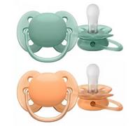 Philips Avent ultra-douce - sucettes, sucettes douces et souples pour bébés âgés de 18 mois et plus, 0% BPA, avec étui de transport stérilisateur, pack de 2 (modèle SCF093/01)