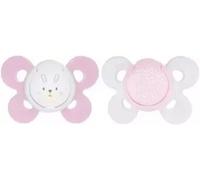 Parapharmacie en ligne > Bébé & Maman > Accessoires bébé > Sucettes et attache-sucettes Chicco Physio Comfort 2 Sucettes Silicone 0-6 Mois - Modele : Lapin Rose et Plumetis Roses