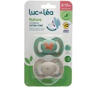 Luc et Léa Sucette anatomique Téterelle extra-fine Vert écureuil & taupe 6-18 mois