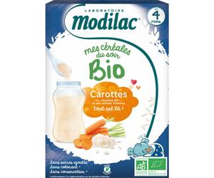 Parapharmacie en ligne > Bébé & Maman > Alimentation bébé Modilac Mes Céréales Du Soir Riz Carotte Bio 250 g - Alimentation bébé - Pharmacie en ligne LaSante.net