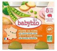 Parapharmacie > Bébé & Maman > Alimentation bébé > Repas bébé Babybio Pomme de Terre Petits Pois Jambon 8 Mois et + Bio Pots 200 g x 2