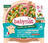 Parapharmacie en ligne > Bébé & Maman > Alimentation bébé > Repas pour bébé Babybio Babynat Petits Pois Carotte Épinard Potimarron Vert Riz & Cabillaud Sauvage de 15 Mois à 3 Ans 200 g