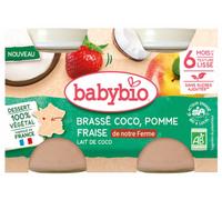 Parapharmacie en ligne > Bébé & Maman > Alimentation bébé > Repas pour bébé Babybio Brassé Coco Pomme Fraise Lait de Coco 6 Mois et + Bio Pots 130 g x 2