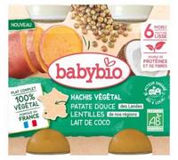 Parapharmacie en ligne > Bébé & Maman > Alimentation bébé > Repas pour bébé Babybio Hachis Végétal Patate Douce Lentilles Lait de Coco 6 Mois et + Bio Pots 200 g x 2