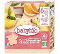 Parapharmacie en ligne > Bébé & Maman > Alimentation bébé > Repas pour bébé Babybio Pomme Orange Banane 6 Mois et + Bio 4 Gourdes