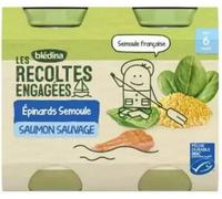 Parapharmacie en ligne > Bébé & Maman > Alimentation bébé > Repas pour bébé Blédina Les Récoltes Engagées Épinards Semoule Saumon Sauvage des 6 Mois Pots x 2