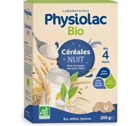 Parapharmacie en ligne > Bébé & Maman > Alimentation bébé > Repas pour bébé > Céréales pour bébé Physiolac Bio Céréales Nuit Dès 4 Mois 200 g
