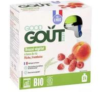 Parapharmacie en ligne > Bébé & Maman > Alimentation bébé > Repas pour bébé Good Goût Brassé Végétal à Base de Riz Peche Framboise des 6 Mois Bio Gourdes 85 g x 4