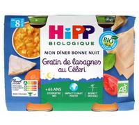 Parapharmacie en ligne > Bébé & Maman > Alimentation bébé > Repas pour bébé HiPP Mon Dîner Bonne Nuit Gratin de Lasagnes au Céleri dès 8 Mois Bio Pots x 2
