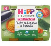 HiPP - P'tits Veggies - Poêlée de Légumes et Semoule - Pots - 2x190 g - BIOLOGIQUE