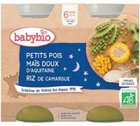 Parapharmacie en ligne > Bébé & Maman > Alimentation bébé > Repas pour bébé > Petits pots pour bébé Babybio Bonne Nuit Petits Pois Maïs Doux Riz 6 Mois et + Bio Pots 200 g x 2