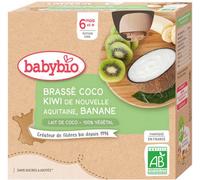 Parapharmacie en ligne > Bébé & Maman > Alimentation bébé > Repas pour bébé > Petits pots pour bébé Babybio Brassé Végétal Coco Kiwi Banane 6 Mois et + Bio Gourdes 85 g x 4