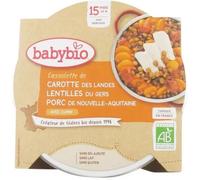 Parapharmacie en ligne > Bébé & Maman > Alimentation bébé > Repas pour bébé > Petits pots pour bébé Babybio Cassolette de Carotte Lentilles Porc 15 Mois et + Bio 260 g
