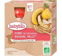 Parapharmacie en ligne > Bébé & Maman > Alimentation bébé > Repas pour bébé > Petits pots pour bébé Babybio Poire Banane Millet 6 Mois et + Bio Gourdes 90 g x 4