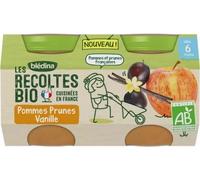 Parapharmacie en ligne > Bébé & Maman > Alimentation bébé > Repas pour bébé > Petits pots pour bébé Blédina Les Récoltes Bio Petits Pots Pomme Prunes Vanille 130 g x 2