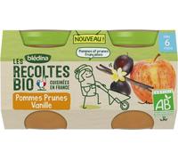 Parapharmacie en ligne > Bébé & Maman > Alimentation bébé > Repas pour bébé > Petits pots pour bébé Blédina Les Récoltes Bio Petits Pots Pomme Prunes Vanille 2 x 130 g - Petits pots bébé - Pharmacie e