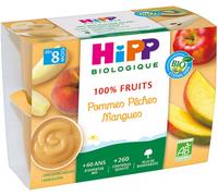 Parapharmacie en ligne > Bébé & Maman > Alimentation bébé > Repas pour bébé > Petits pots pour bébé HiPP 100% Fruits Pommes Pêches Mangues dès 8 Mois Bio Pots x 4