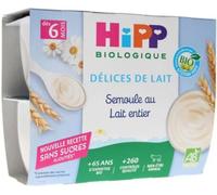 Parapharmacie en ligne > Bébé & Maman > Alimentation bébé > Repas pour bébé > Petits pots pour bébé HiPP Délices de Lait Semoule au Lait Entier dès 6 Mois Bio Pots x 4