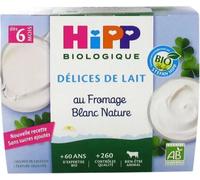Parapharmacie en ligne > Bébé & Maman > Alimentation bébé > Repas pour bébé > Petits pots pour bébé HiPP Délices de Lait au Fromage Blanc Nature Sucré dès 6 Mois Bio Pots x 4