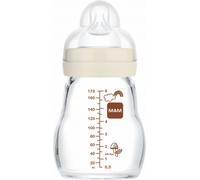 MAM Biberon Verre 170ml 0+ mois - Tétine Débit 1 Blanc