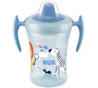 NUK Trainer Cup tasse d'apprentissage | embout souple | antifuite | 6+ mois | 230ml | zèbre (bleu)