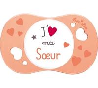 Parapharmacie en ligne > Bébé & Maman > Biberons et tétines > Tétines Luc et Léa Sucette Silicone Symétrique + 6 mois "J'aime mon frère"