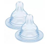 MAM Tétines pour biberon 0+ mois (2 pièces) - Lot de 2 tétines en silicone débit 0 vitesse lente - Tétine plate et ultra-douce pour nouveau-né