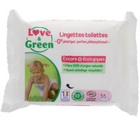 Parapharmacie > Bébé & Maman > Produits Hygiène Bébé > Produits de toilette bébé > Lingettes nettoyantes bébé Love & Green Lingettes Hypoallergéniques Toilettes Propreté sans parfum x 55 - Lingettes n