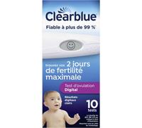 Clearblue Test Ovulation Digital, Aide À Concevoir, 1 Appareil Digital Et 10 Tests, Signale vos 2 Jours les Plus Fertiles, Maximise vos Chances de Concevoir Naturellement, L'Emballage peut varier