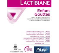 Parapharmacie en ligne > Bio & médecine naturelle > Produits de médecines naturelles > Micronutrition et probiotiques PiLeJe Lactibiane Enfant Gouttes x 30