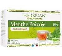HERBESAN Infusion Menthe poivrée française Bio – Confort digestif – 20 sachets papier