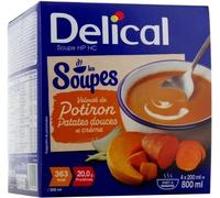 Parapharmacie en ligne > Compléments alimentaires > Alimentation hypercalorique > Soupes et purées hyperprotéinées Délical Soupe HP HC Velouté Potiron Patates Douces Crème 4 x 200 ml