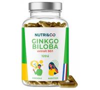 Nutri&Co – Complément Ginkgo Biloba Extrait 50:1 6000mg 120 gélules – Vegan
