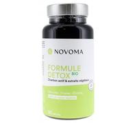 NOVOMA Formule Détox Bio, Purification Foie & Digestion, Avec Charbon Actif, Chardon-Marie, Chlorella & Gingembre, Cure de 1 Mois, 90 Gélules, Végan, Fabriqué en France