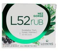 Parapharmacie en ligne > Compléments alimentaires > Compléments Alimentaires ORL Lehning n°52 RUB Nez Gorge Gélules x 20 - ORL - Pharmacie en ligne LaSante.net