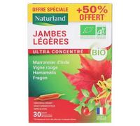 Parapharmacie en ligne > Compléments alimentaires > Compléments alimentaires pour la circulation veineuse Naturland Jambes Légeres Ultra Concentré Bio Ampoules x 20 + 10 Offertes