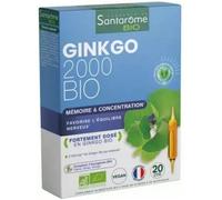 Parapharmacie en ligne > Compléments alimentaires > Compléments alimentaires pour la concentration et la mémoire Santarome Bio Ginkgo Bio 2000 Ampoules x 20