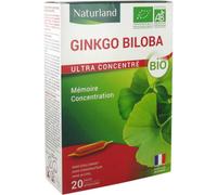 Parapharmacie en ligne > Compléments alimentaires > Compléments alimentaires pour la concentration et la mémoire Naturland Ginkgo Biloba Bio 20 Ampoules - Concentration - Mémoire - Pharmacie en ligne
